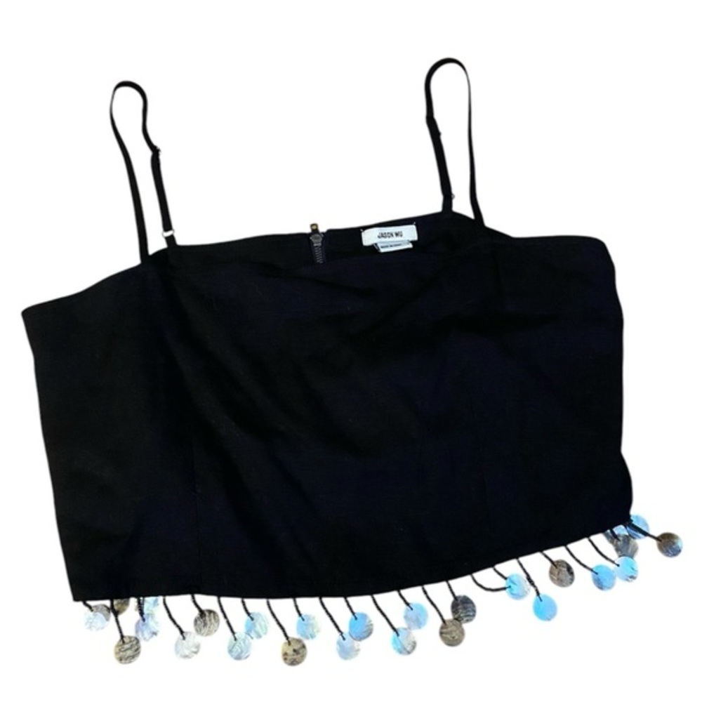 NWT Jason Wu Black Beaded Trim Women's Cropped Top size 6